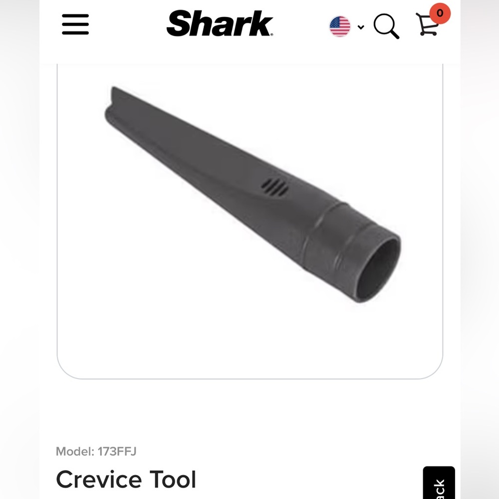 Gray Crevice Tool for Shark Brand Vacuum Cleaners (parts)